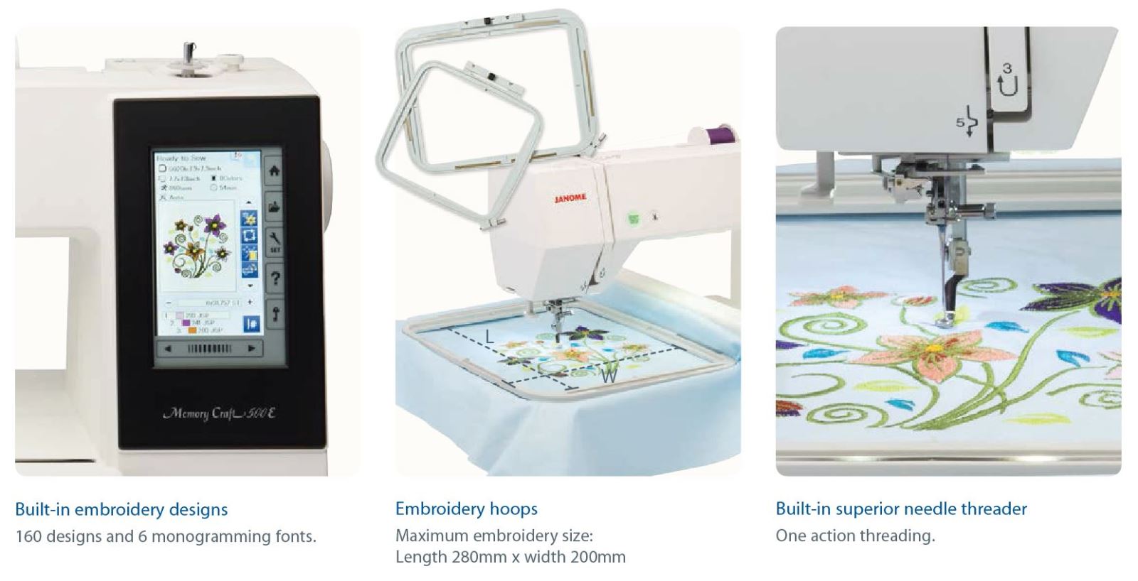 Janome MC500E Embroidery Machine by Janome Sewing Machines in Machines